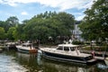 Horizontal view of boats tied up on the Roundout Creek in the RondoutÃ¢â¬âWest Strand Historic